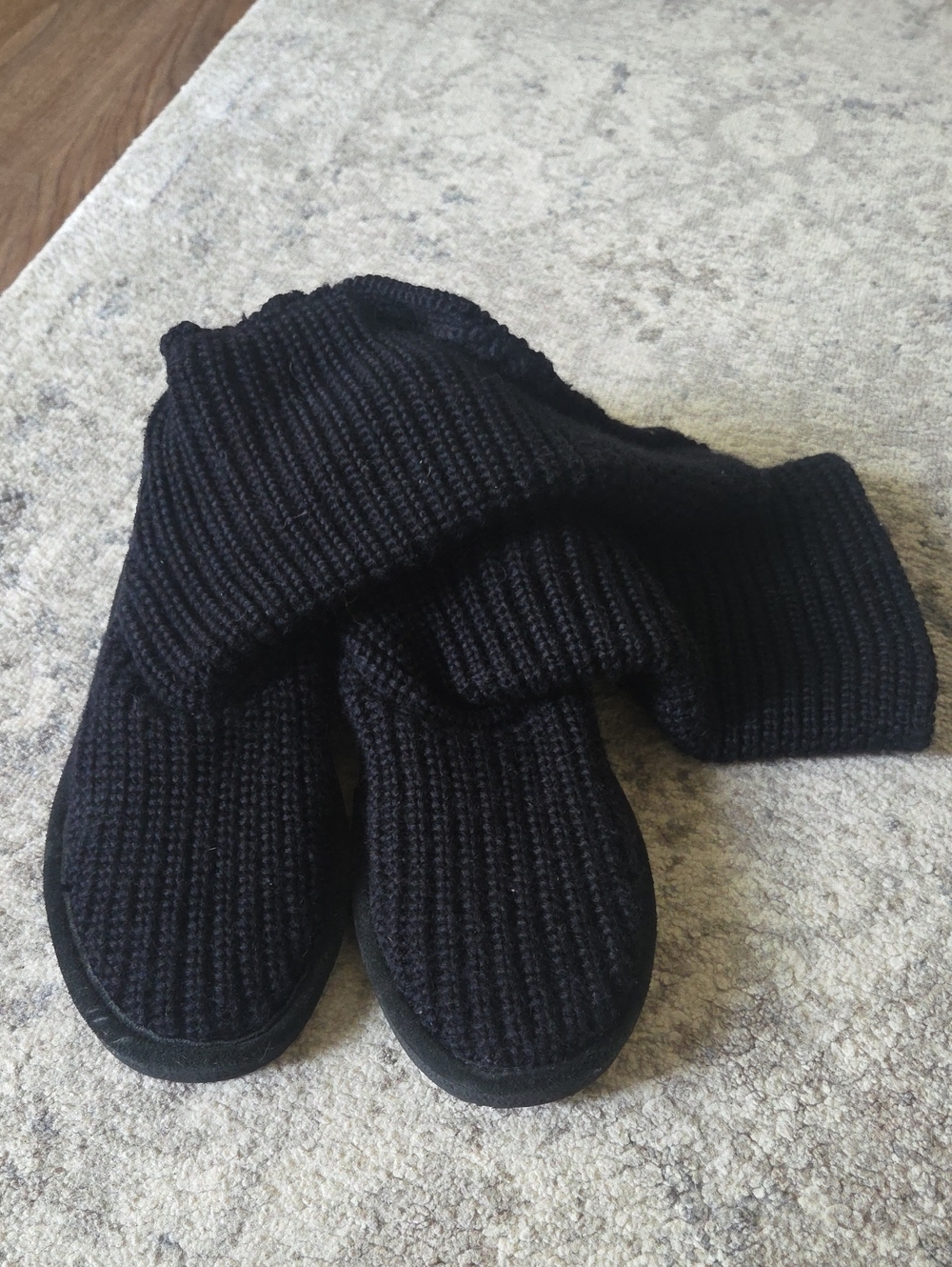 BearPaw Black Knit Women's Slipper Boot